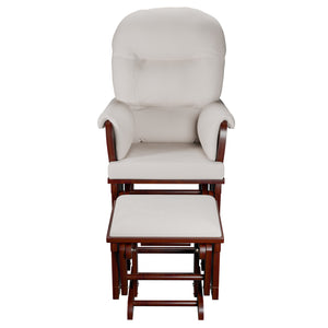 English Elm Glider Beige Microfiber Chair w Ottoman - Luxurious Smooth Gliding Motion, Side Pocket, Solid Wood Craftsmanship B011P373712