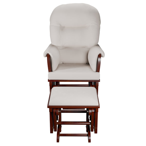 English Elm Glider Beige Microfiber Chair w Ottoman - Luxurious Smooth Gliding Motion, Side Pocket, Solid Wood Craftsmanship B011P373712