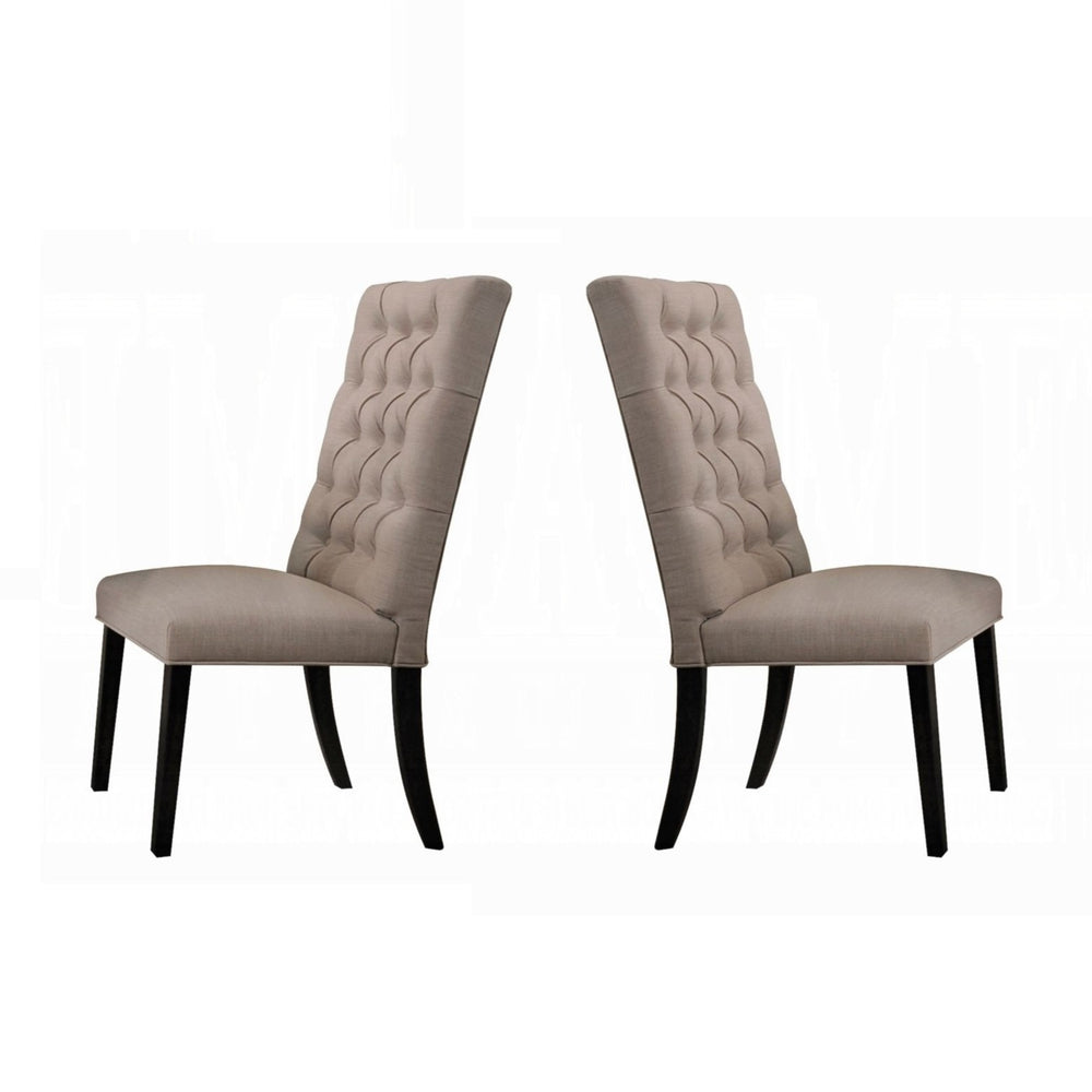 English Elm Traditional Button-Tufted Side Chair Set of 2 — Linen Upholstery, Padded Comfort, Rustic Tapered Legs Black,Tan 15 L x 45 W x 21 H B2741P345883