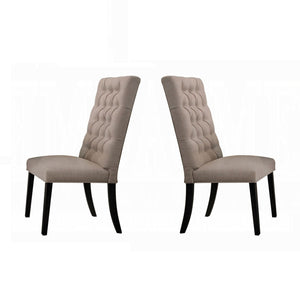 English Elm Traditional Button-Tufted Side Chair Set of 2 — Linen Upholstery, Padded Comfort, Rustic Tapered Legs Black,Tan 15 L x 45 W x 21 H B2741P345883