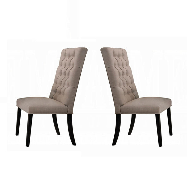 English Elm Traditional Button-Tufted Side Chair Set of 2 — Linen Upholstery, Padded Comfort, Rustic Tapered Legs Black,Tan 15 L x 45 W x 21 H B2741P345883