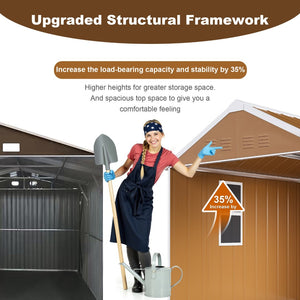 English Elm 6x4 Galvanized Steel Outdoor Storage Shed with Sliding Door and Weatherproof Roof W2700P344173