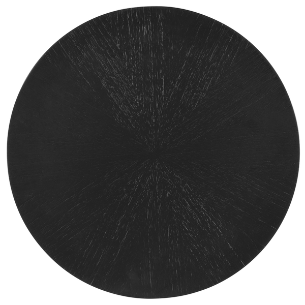 Blake Black Accent Table - Contemporary Mindi Wood with Brass Feet, Sleek Starburst Design, 22" Height