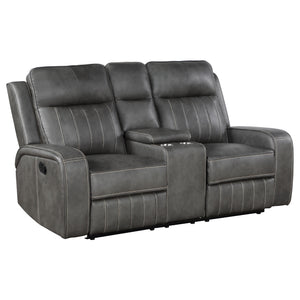 English Elm Forrest Grey Motion Reclining Loveseat With Console – Stylish Comfort, Storage & Modern Elegance B062P354054