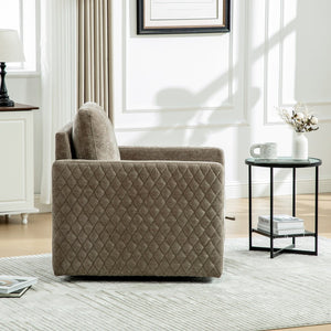 English Elm 29.5''w Chenille Swivel Club Chair with Hidden Storage Tufted Square Seat for Reading Nooks Taupe W3118P419158