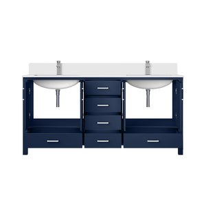 English Elm Navy Blue Double Bath Vanity With Cultured Marble Top & Chrome Faucet - Elegant Storage Solution B2731P259117