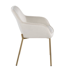 English Elm Daniella Contemporary Dining Chair Set Of 2 In Cream Velvet & Gold Metal - Chic Comfort & Style! B202S01328
