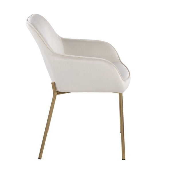 English Elm Daniella Contemporary Dining Chair Set Of 2 In Cream Velvet & Gold Metal - Chic Comfort & Style! B202S01328