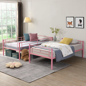 English Elm Metal Bunk Bed Twin Over with Built-in Staircase for Kids Shared Bedroom W311P201415