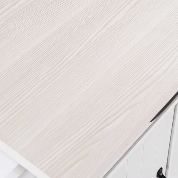 English Elm K&K Kitchen Island with Tilt-Out Trash Can, Drop Leaf Counter, Adjustable Shelf, Rolling Cart Ameican White Oak WF326381AAW