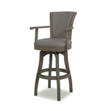 English Elm Williams 31In Swivel Bar Stool With Armrests, Heathered Grey Linen