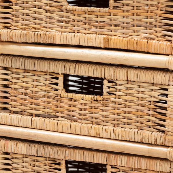 English Elm Modern Woven Rattan Six Drawer Cabinet Bohemian Storage for Bedroom or Living Room B2750P470040