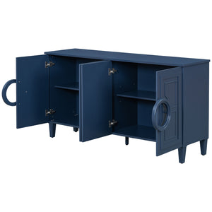 English Elm U_STYLE Elegant Four-Door Sideboard with Adjustable Shelves, 200lb Capacity, French-Inspired Design Navy Blue N711P231529V