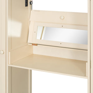 English Elm Full Size Loft Bed with Wardrobe Dressing Mirror Usb Ports and Teen Room Storage LT000276AAA