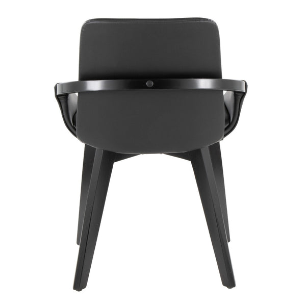 English Elm Dining/accent Chair Solid Wood Tapered Legs Cream Upholstery Mid-century Modern Seating Black B202P471305