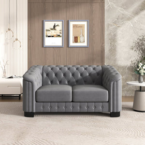 English Elm 64.3" Velvet Upholstered Loveseat Sofa with Curved Arms, Pocket-Spring Comfort, Sleek Small-Space Couch Gray N719S000575E