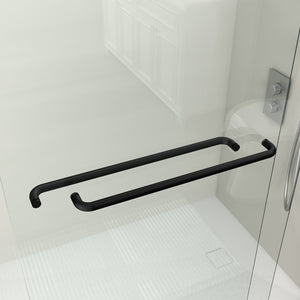 English Elm 44" Semi-frameless Double Sliding Shower Door Brushed Gold Tempered Glass Walk-in Matte Black W1920P385318