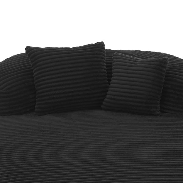 English Elm Modern Chaise Lounge Sofa oversized corduroy chaise with high-density foam, spring support & pillows Black N719P329129B