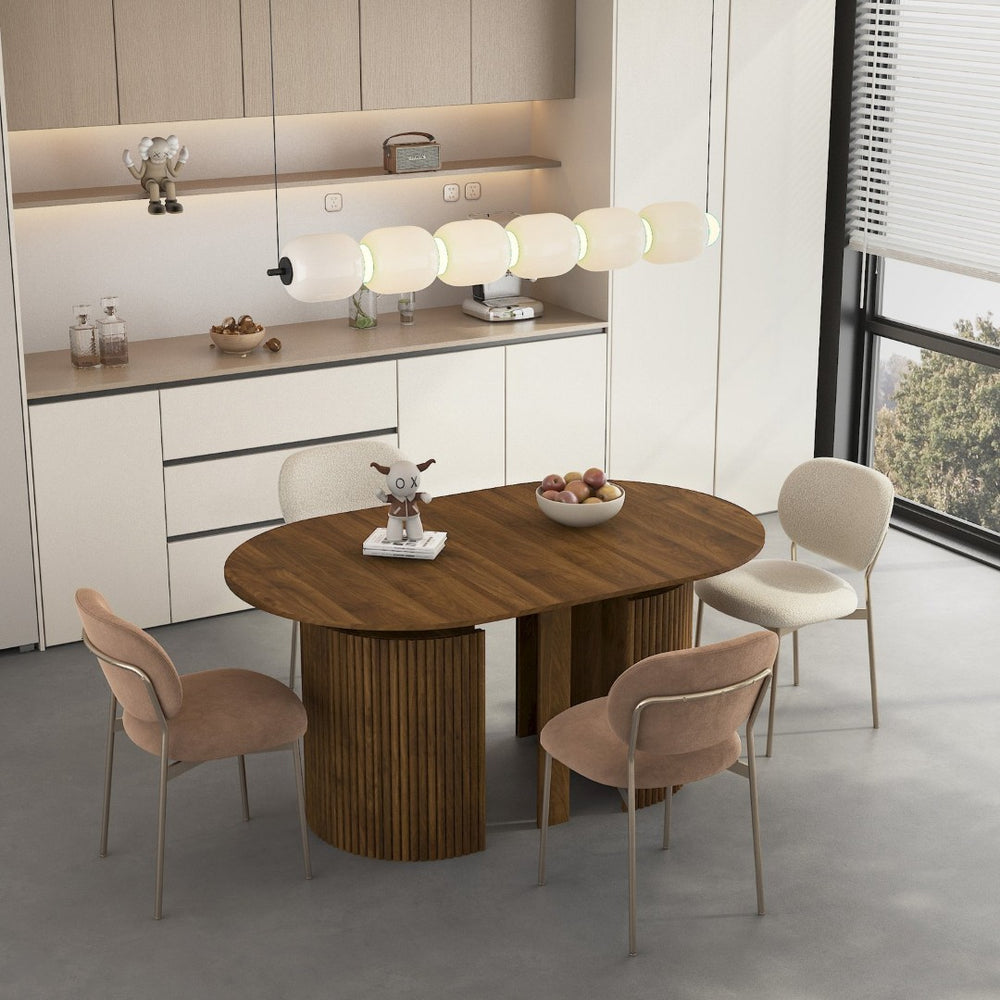 English Elm Extendable Wood Console Dining Table Seats Ten Open Leg Design for Home or Office Brown W1321S00056