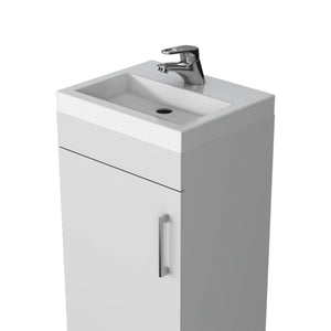 English Elm White 1-Door Vanity Sink with Spacious Cabinet Compact Melamine Bathroom Vanity 32.6"H x15.7"W B062S00563