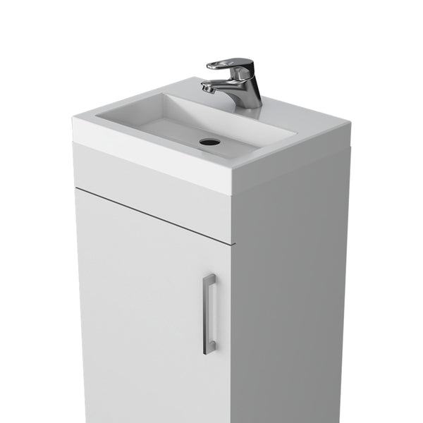 English Elm White 1-Door Vanity Sink with Spacious Cabinet Compact Melamine Bathroom Vanity 32.6"H x15.7"W B062S00563
