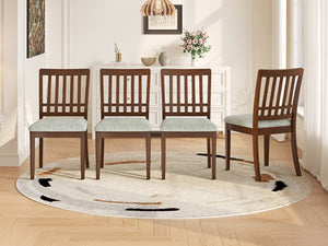 English Elm 2-piece Scandinavian Rubberwood Dining Chair Set with Curved Backrest and Padded Fabric Seat Brown N752P405934D