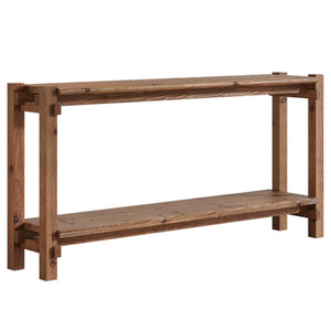 English Elm Practical Geometric Console Table with Matte Black Wood Grain Finish for Entryway or Sofa T3971P453086