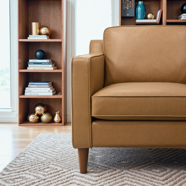 English Elm Darien Genuine Leather Swivel Lounge Chair with Tailored Stitching for Modern Interiors B183P423286