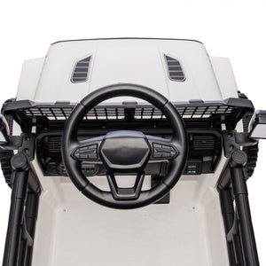 English Elm 24v Kids Ride on Car with Parental Remote Four Wheel Suspension Led Lights Bluetooth White W1578P235083