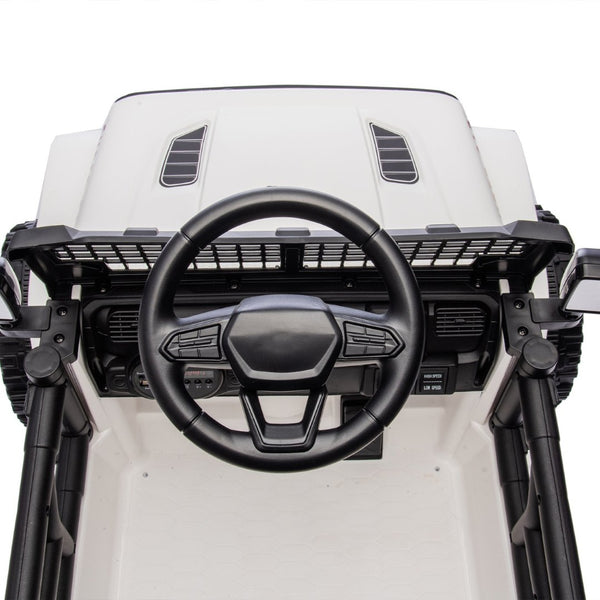 English Elm 24v Kids Ride on Car with Parental Remote Four Wheel Suspension Led Lights Bluetooth White W1578P235083