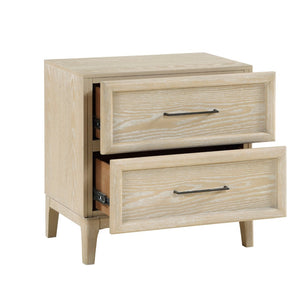 English Elm Contemporary Oak Veneer Two Drawer Nightstand with Smooth Glides for Modern Bedrooms B011P425796