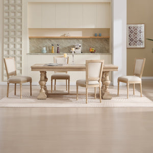 English Elm French Country Dining Chairs Set Of 2 - Upholstered T-Back Design For Elegant Dining & Living Spaces W3426P324548