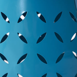 English Elm Christopher Knight Home® - LILAC Sculptural 12" Cylindrical Accent Side Table with Laser-Cut Iron Floral Design, Weather-Resistant Finish Blue N770P365805B