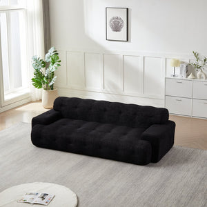 English Elm [video]87.4-inch Cloud Series Chenille Three-seater Sofa with Tufted Square Arms for Living Rooms Black W3505P383950