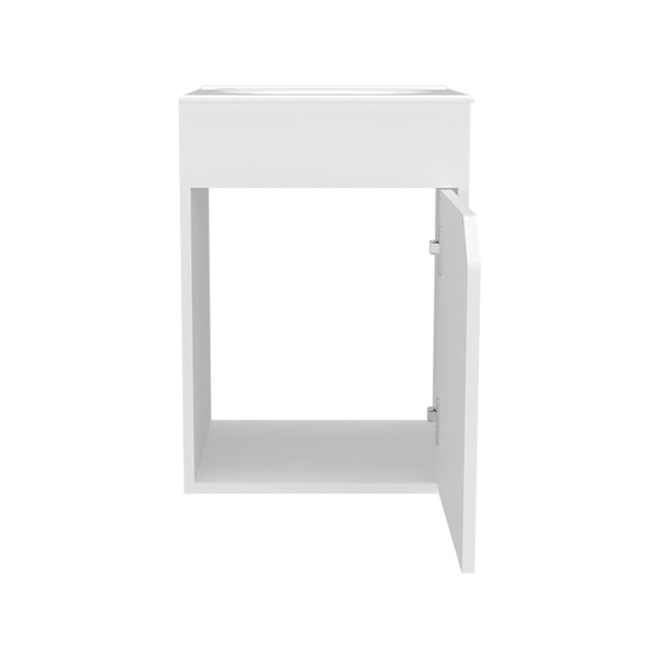English Elm Bathroom Compact Vanity with Sink and Single Door Cabinet, Engineered Wood, Modern Minimalist Design White 25.98 L x 18.9 W x 11.02 H B097P350308