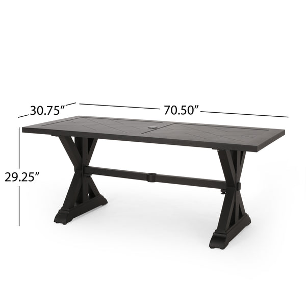 English Elm Christopher Knight Home® - Outdoor Aluminium Dining Table - Antique Matte Black, Modern-Rustic Design, Durable & Low Maintenance N768P348389B