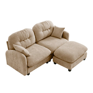 English Elm Cloud Sectional L-Shaped Sofa With Movable Ottoman, Soft Chenille Fabric, Elegant Tufted Design W714S01375