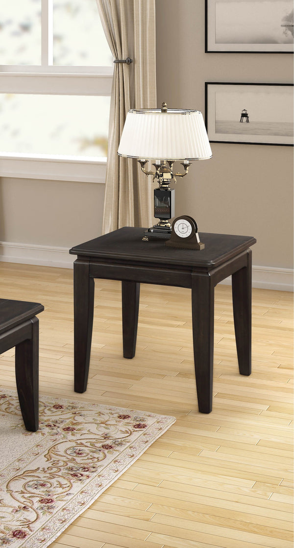 English Elm End Table Mahogany Coffee Finish Solid Wood & MDF Elm Veneer Tapered Legs Compact Elegant Side Table B2699P373659