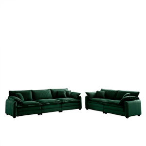 English Elm Family sofa set Retro Deep Seat Corduroy 2- and 3-Seater Ensemble with Memory Foam Comfort and Style Green W714S00733