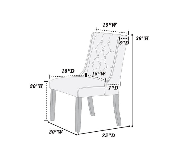 English Elm Modern Fabric Tufted Dining Chairs Set of 2, Ash Black Wingback Accent Seats, Rubberwood & MDF, 20"H Seat Durable Upholstery Comfort Stylish Design B011P194025