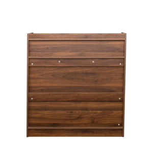 English Elm Modern Extendable Dining Table with Hidden Storage and Sleek Melamine Finish for Small Spaces, Durable Design Walnut W331P191551