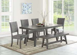 English Elm Contemporary Grey Birch Veneer Dining Bench with Rubberwood Legs for Modern Interiors B011P473687