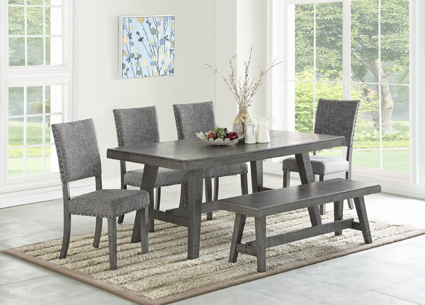 English Elm Contemporary Grey Birch Veneer Dining Bench with Rubberwood Legs for Modern Interiors B011P473687