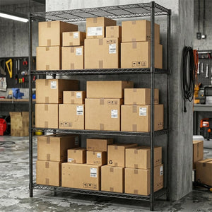 English Elm 1400 Lbs Capacity Four Tier Wire Shelving Unit Heavy Duty Steel Garage Pantry Rack Black W5386P445377
