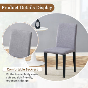 English Elm Table And Chair Set – Modern Tempered Glass Dining Table With 4 Comfortable Light Gray Upholstered Chairs W1151S03806-GIGA