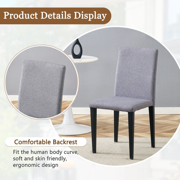 English Elm Table And Chair Set – Modern Tempered Glass Dining Table With 4 Comfortable Light Gray Upholstered Chairs W1151S03806-GIGA