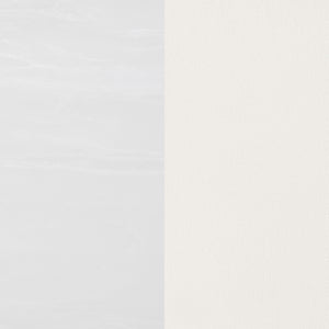 English Elm Kerwin Cream White Faux Marble Dining Set with Velvet Tufted Chairs & Chrome U-Pedestal Base, 5pc B062S01199