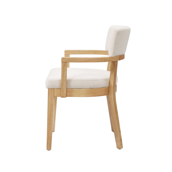 English Elm Christopher Knight Home® - Mid Mid Century Modern Boucle Dining Chairs with Wood Frame, U-Shape Arms, High-Density Foam Comfort Beige,Oak N771P331337A