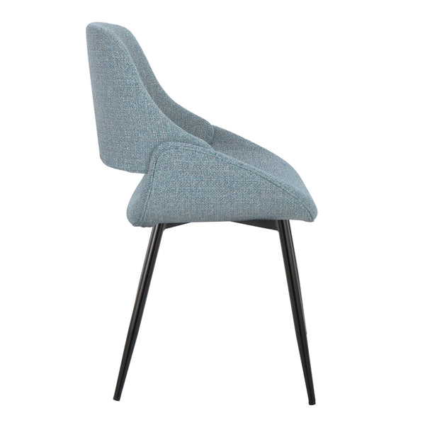 English Elm Fabrico Set Of 2 Mid-Century Modern Accent Chairs In Blue Fabric With Black Metal Legs - Stylish Comfort B202S01214