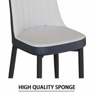 English Elm 62.99-78.74" Extendable Dining Set with 4 Pu Leather Chairs Seats up to Eight Blue+Grey,White W2189S00861